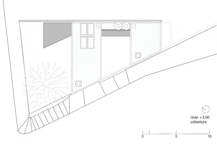 Casa da Lagoa, planta cobertura, Florianópolis SC Brasil, 2019. Arquitetos Francisco Fanucci e Marcelo Ferraz / Brasil Arquitetura<br />Imagem divulgação  [Acervo Brasil Arquitetura]