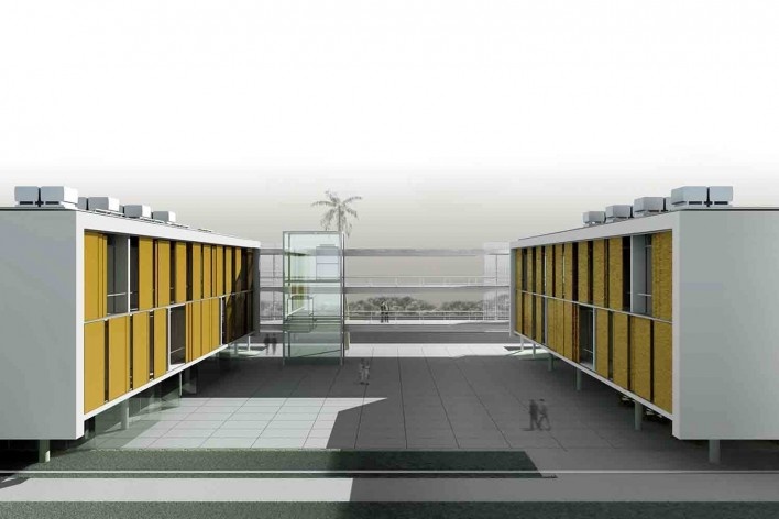 Dormitórios e alojamentos para professores e estudantes, concurso, Miraflores, Panamá, 2008. Sic Arquitetura<br />Imagem divulgação 