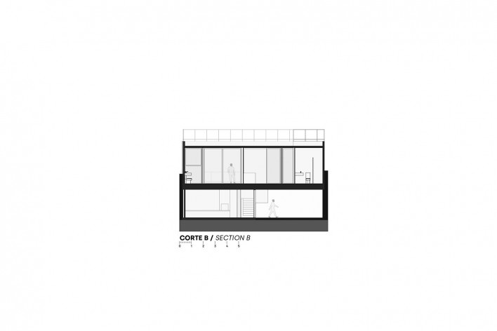 Casa Floresta, corte BB, Belo Horizonte MG Brasil, 2021. Arquitetos Zargos Rodrigues, Rodrigo Pereira, Frederico Rodrigues, Carla Deltreggia, Ika Okamoto, Letícia Armond, Nathalia Melo e Laís Parreiras (autores) / Estúdio Zargos<br />Imagem divulgação  [Estúdio Zargos]