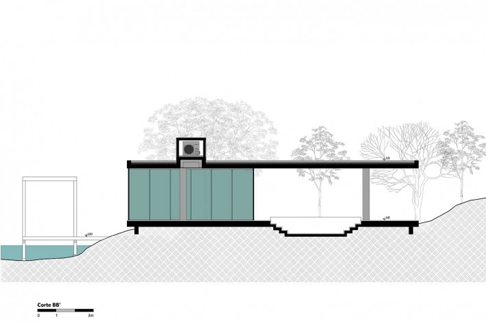 Kiosk EL165, section BB, Gravataí RS Brasil, 2016. Architects Diego Brasil and Anderson Calvi / Br3 Arquitetos<br />Imagem divulgação / disclosure  [Br3 Arquitetos]