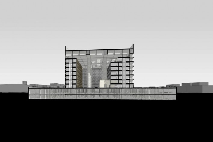 Caja Granada, Granada, Andaluzia, Espanha, 2001. Arquiteto Alberto Campo Baeza<br />Modelo tridimensional Miguel Pastore Bernardi / Imagem Edson da Cunha Mahfuz 