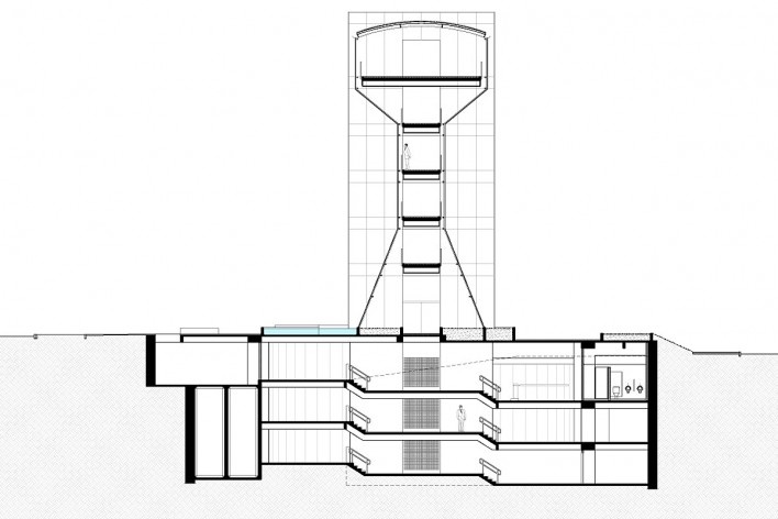 Edifício Sede do Confea, corte, Brasília DF. Pedro Paulo de Melo Saraiva Arquitetos Associados