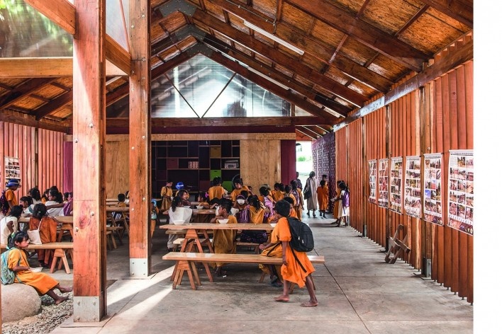 Escuela Primaria Jerusalen de Miñaro, Comunidad nativa de Jerusalén de Miñaro, Pangoa, Satipo, Junín, Perú, 2017. Arquiteta Marta Maccaglia (autora) / Asociación Semillas<br />Foto Eleazar Cuadros 