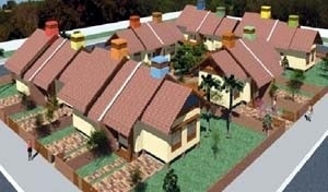 Perspectiva geral do Conjunto Habitacional<br />Imagem dos autores do projeto 
