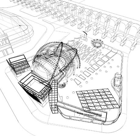 Circo voador. Perspectiva aérea<br />Imagem dos autores do projeto 