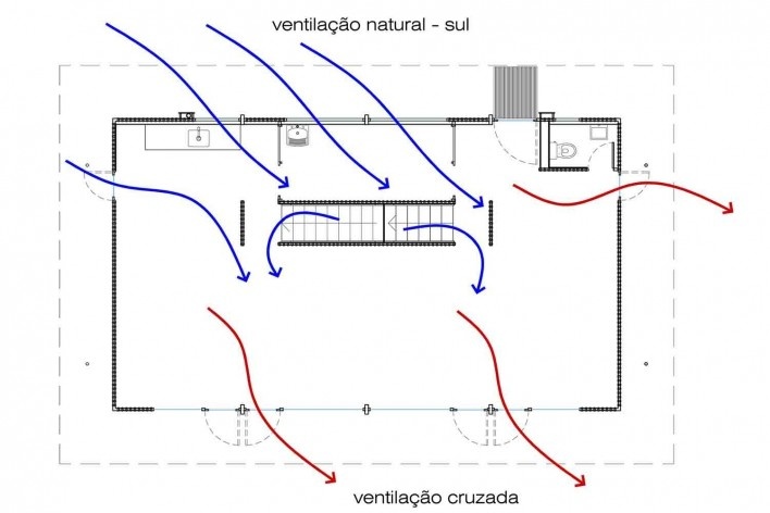 Vila Taguaí, planta do esquema de ventilação, Carapicuiba SP, 2007-2010. Arquitetos Cristina Xavier (autora), Henrique Fina, Lucia Hashizume e João Xavier (colaboradores)
