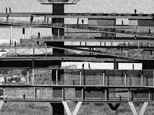 Inserção da maquete no terreno<br />Imagem dos autores do projeto 