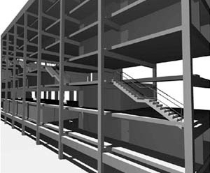 Perspectiva externa noturna – bloco habitacional <br />Imagem dos autores do projeto 
