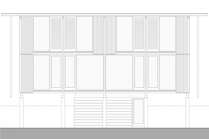 Vila Taguaí, elevação das casas 2, 5 e 7, Carapicuiba SP, 2007-2010. Arquitetos Cristina Xavier (autora), Henrique Fina, Lucia Hashizume e João Xavier (colaboradores)
