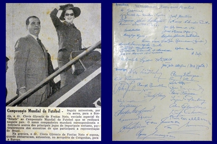 Reportagem do jornal O Estado de S. Paulo sobre o correspondente / Assinaturas da delegação brasileira [Acervo Naydina Aranha de Freitas]
