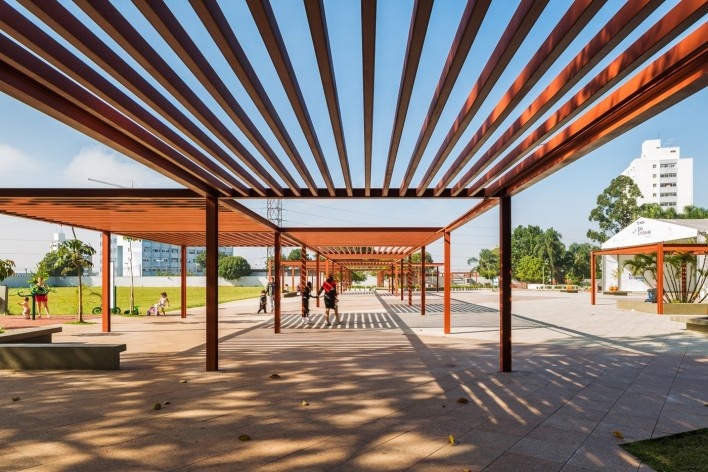 Parque Sabesp Mooca, pergolado. Levisky arquitetos estratégia urbana<br />Foto Ana Mello 