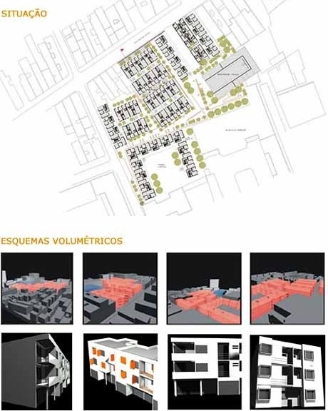 Situacão, Esquemas Volumétricos<br />Imagem dos autores do projeto 