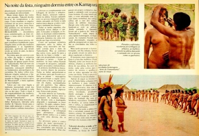 Páginas da revista "Realidade", número com a reportagem da 3ª viagem ao Xingu, Valdir Zwetsch, 1974