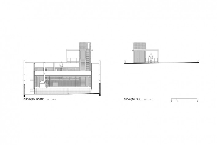 Casa APF, elevações Norte e Sul, Bragança Paulista SP Brasil, 2021. Arquiteto Carlos Ferrata<br />Imagem divulgação  [Acervo Carlos Ferrata]
