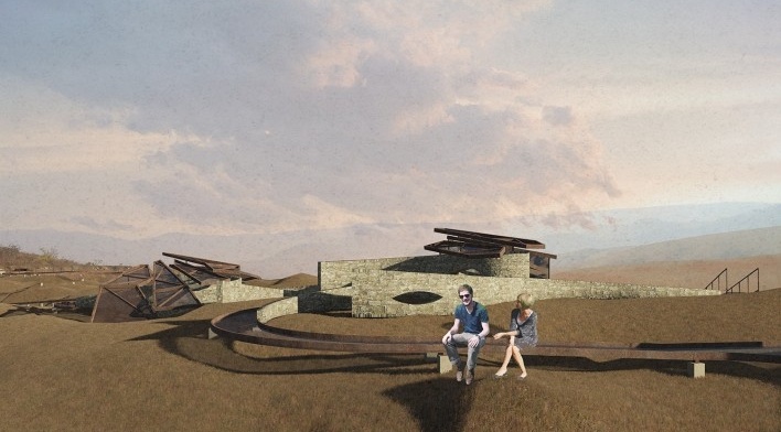 Ninho. A fenomenologia do habitar, maquete eletrônica, Brumadinho MG, 2019. Arquiteta Julia Furtado Zanon<br />Elaboração Julia Furtado Zanon 