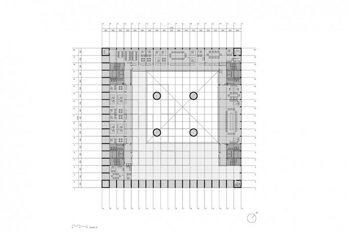 Caja Granada, planta sexto pavimento, Granada, Andaluzia, Espanha, 2001. Arquiteto Alberto Campo Baeza<br />Imagem reprodução / imagen reproducción  [Website campobaeza.com]
