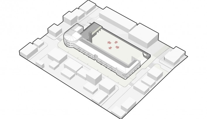 1º lugar Concurso Mercado Público de Lages, perspectiva esquemática do conjunto, Lages. Escritórios Zulian Broering + Zanatta Figueiredo<br />Imagem divulgação 