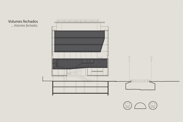 Sede do Instituto Moreira Salles, volumes fechados, São Paulo. Arquitetos Vinicius Andrade e Marcelo Morettin<br />Imagem divulgação 