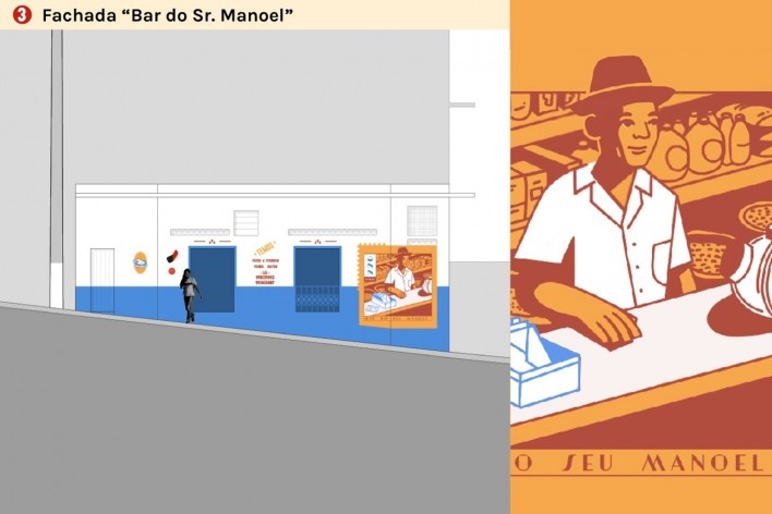 Rota do São Benedito, fachada do Bar do Senhor Manuel, Vitória ES. Arquitetos Juliana Lisboa e Renato Pontello / Cidade Quintal<br />Imagem divulgação  [Acervo Cidade Quintal]