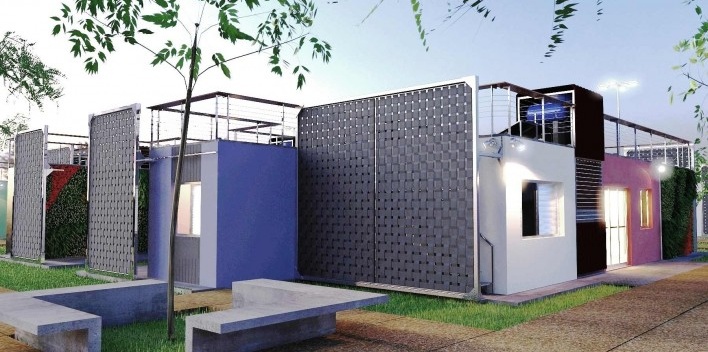 Casa de Borracha de Pneu (habitação geminada no lote).Menção honrosa – casas térreas Concurso Público Nacional de Arquitetura para Novas Tipologias de Habitação de Interesse Social Sustentáveis.<br />Autores do projeto  [escritorio premiado]