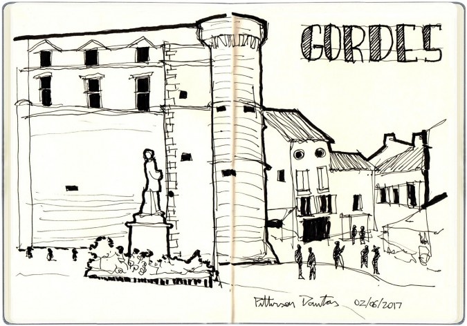 Vilarejo de Gordes, França<br />Desenho de Petterson Dantas 