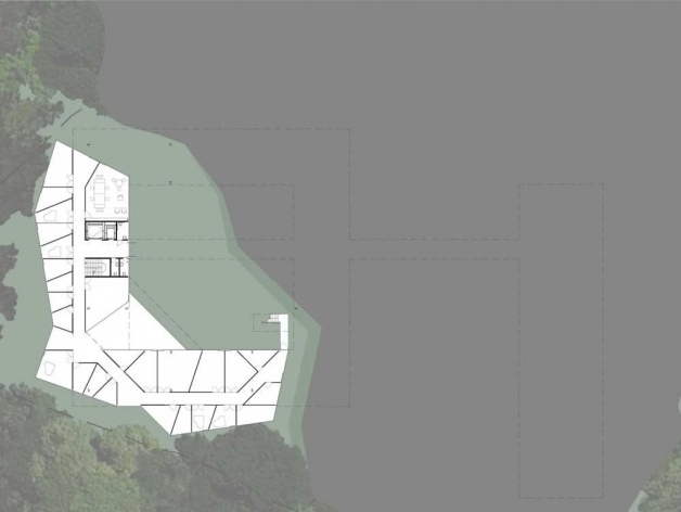 Alojamento em Campos do Jordão, planta nível 7.30, Campos do Jordão. MMBB Arquitetos, 2009<br />Desenho escritório 
