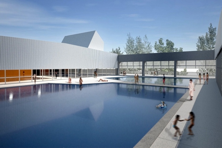Concurso de Propostas Arquitetônicas para o futuro SESC Guarulhos, 8º lugar. Andrade Morettin Arquitetos<br />Desenho equipe 