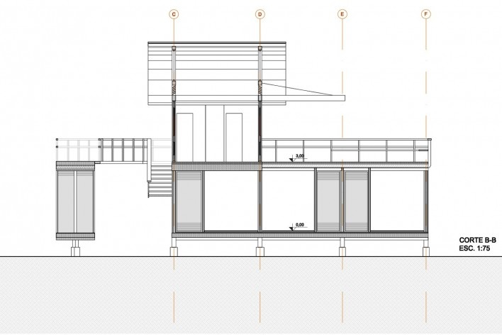 Casa do Felix, corte B-B, Praia do Felix, Ubatuba SP, arquiteto Silvio Sant’Anna<br />Imagem divulgação 