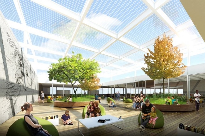 Concurso Anexo da Biblioteca Nacional, perspectiva, Rio de Janeiro, 3º lugar, arquiteto Renato Dal Pian<br />Imagem divulgação 