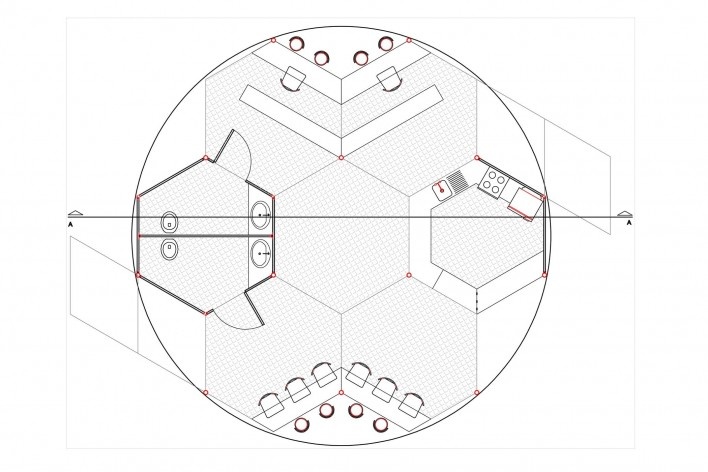 Projeto de quiosque para parques públicos de São Paulo.Planta. Glaucia Castedo Silveira, Guilherme Sanches Rodrigues de Oliveira, Isabela Lopes Ferreira Leite, Pedro Dias Martarello, Priscila de Almeida Gavião. Menção honrosa categoria estudantes, 2009.
