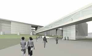 Perspectiva eletrônica - acesso Avenida dos Estados<br />Imagem dos autores do projeto 