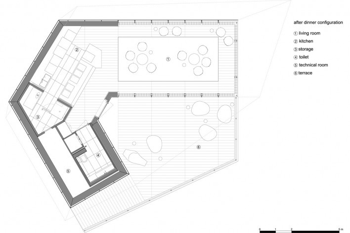 Plan, after dinner configuration. The Cube, Park Associati. Brussels, 2011<br />image release 