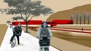 Avenida Marginal com ciclovia<br />Imagem dos autores do projeto 