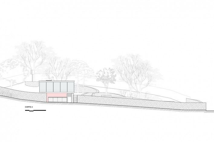 Terraços Circulares House, section AA, Cotia SP, 2020. Architect Denis Joelsons<br />Imagem divulgação/disclosure image/imagen divulgación  [Acervo/collection/colección Denis Joelsons]