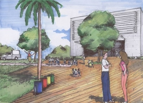 Vista acesso ao Centro de Visitação<br />Imagem dos autores do projeto 