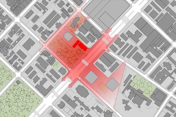 Museu da Diversidade Sexual, implantação. AUM Arquitetos, 2014<br />Imagem divulgação 