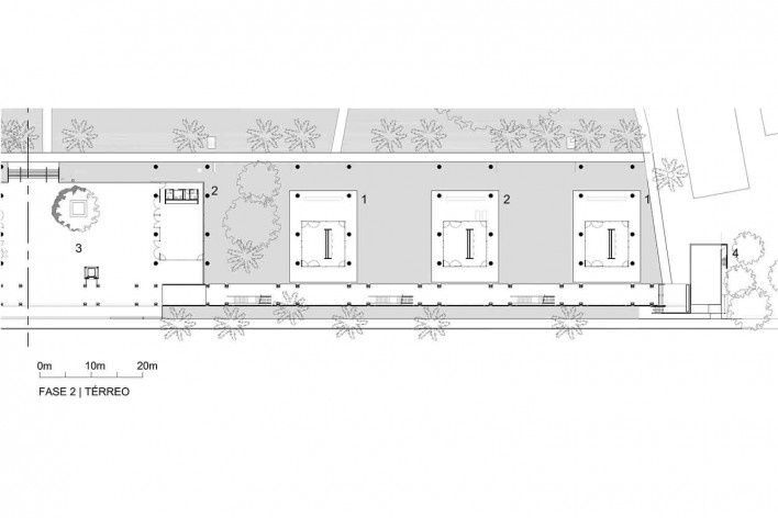 Dormitórios e alojamentos para professores e estudantes, pavimento térreo (fase 2), Miraflores, Panamá, 2014. Sic Arquitetura<br />Imagem divulgação 