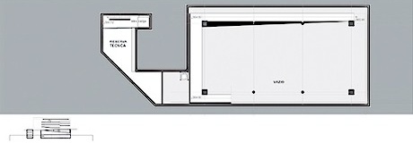 Planta nível 364,80 e 364,72 - Vazio da exposição temporária e reserva técnica<br />Imagem dos autores do projeto 