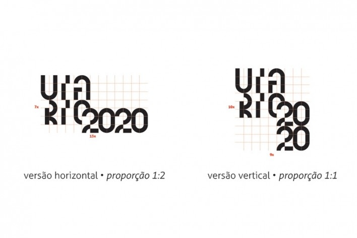 Concurso nacional para a marca do UIA Rio, terceiro lugar. Marca na grade de construção. Victor Buck / Dito Criativo Design