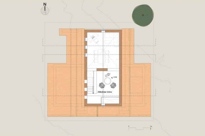 Vivienda T, planta alta, Tarija, Bolivia, 2020. Arquitecto Mechthild Kaiser; colaborador Mauricio Méndez / Estudio de arquitectura y Planificación Kaiser<br />Imagen divulgacíon  [Estudio de arquitectura y Planificación Kaiser]