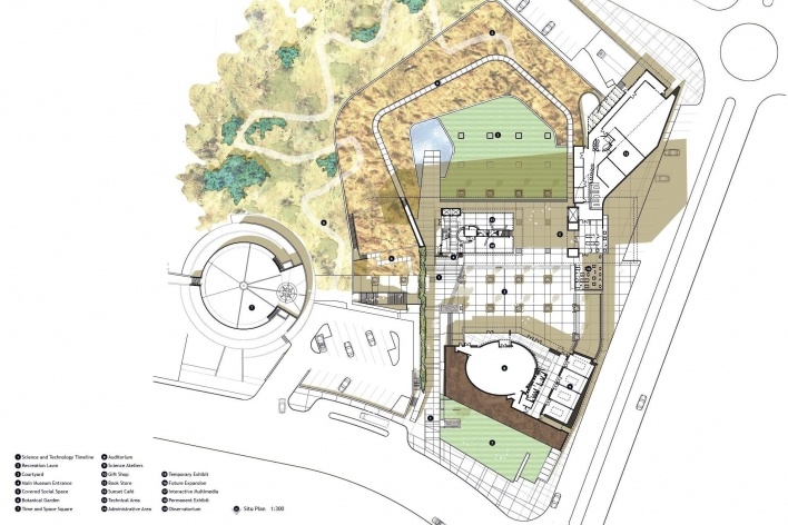 Concurso Internacional para Projeto Arquitetônico do Museu Exploratório de Ciências da Unicamp, implantação, 3º colocado. Arquiteto  Erik W. Lewitt, 2009<br />Imagem autor 