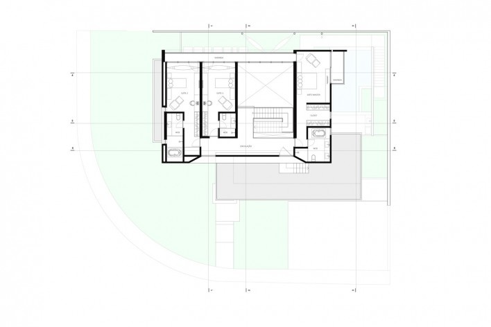 IF House, first floor plan, Natal RN Brasil, 2018. Architects Márcio Lucena and Kleimer Martins / Martins Lucena Arquitetos<br />Imagem divulgação/ Disclosure image  [Acervo/ Collection Martins Lucena Arquitetos]