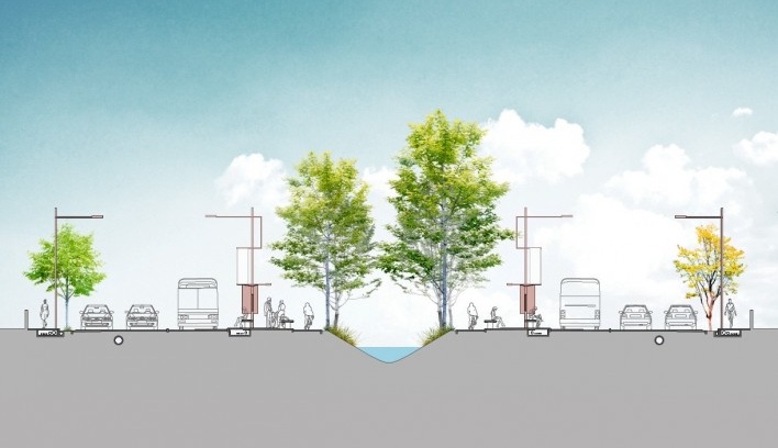 1º lugar Concurso Mercado Público de Lages, mobilidade avenida Belisário Ramos, Lages. Escritórios Zulian Broering + Zanatta Figueiredo<br />Imagem divulgação 