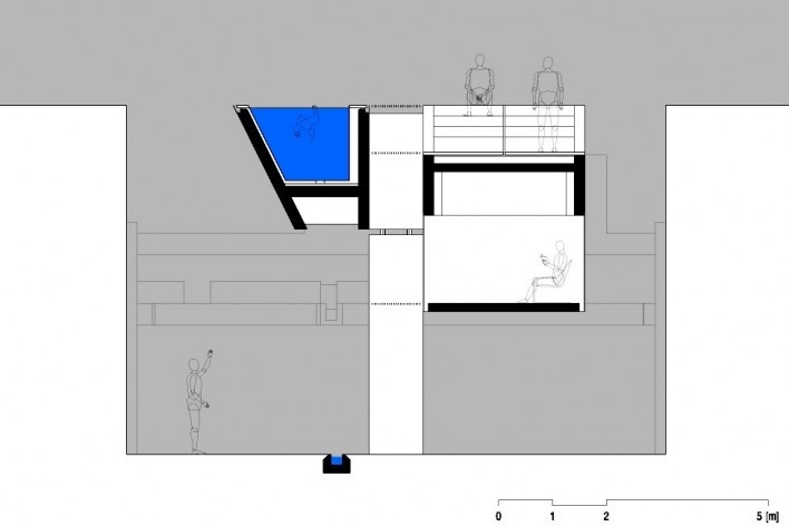Casa de fim de semana em São Paulo, corte transversal. Arquiteto Angelo Bucci / SPBR<br />Desenho divulgação 