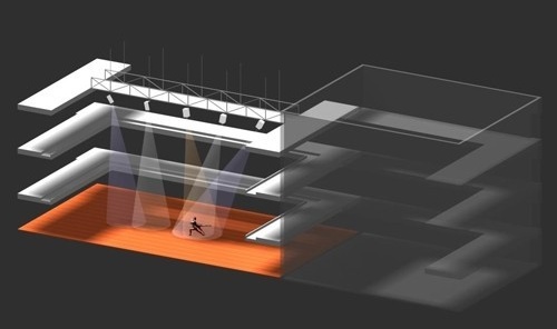 Perspectiva black-box - teatro experimental<br />Imagem do autor do projeto 