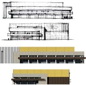Edifício de Convenções, pavimento térreo<br />Imagem dos autores do projeto 