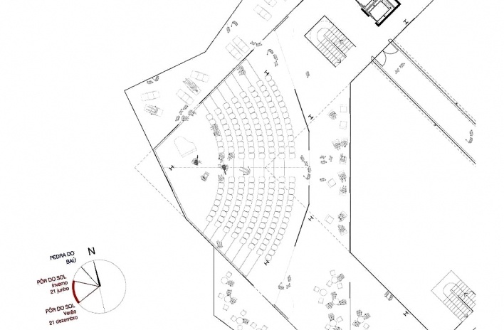 Alojamento em Campos do Jordão, disposição do auditório – encerrado, Campos do Jordão. MMBB Arquitetos, 2009<br />Desenho escritório 