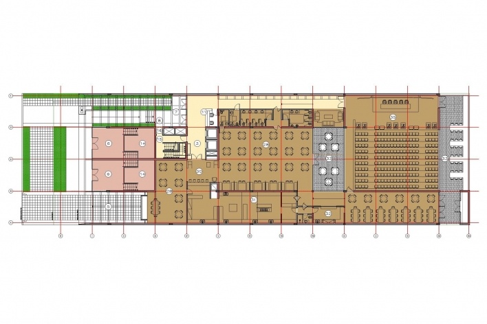 Nova Sede da AACRT – Associação dos Aposentados da Companhia Riograndense de Telecomunicações, planta baixa pavimento térreo. Moojen & Marques Arquitetos Associados + Arquiteto Cláudio Ferraro, 2008<br />Desenho escritórios 