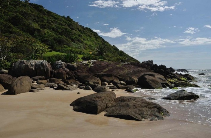 Morro na praia do Siriu, Garopaba SC<br />Foto José Tabacow 