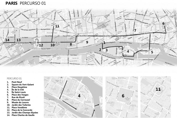 Paris, percurso 1<br />Mapa de viagem 